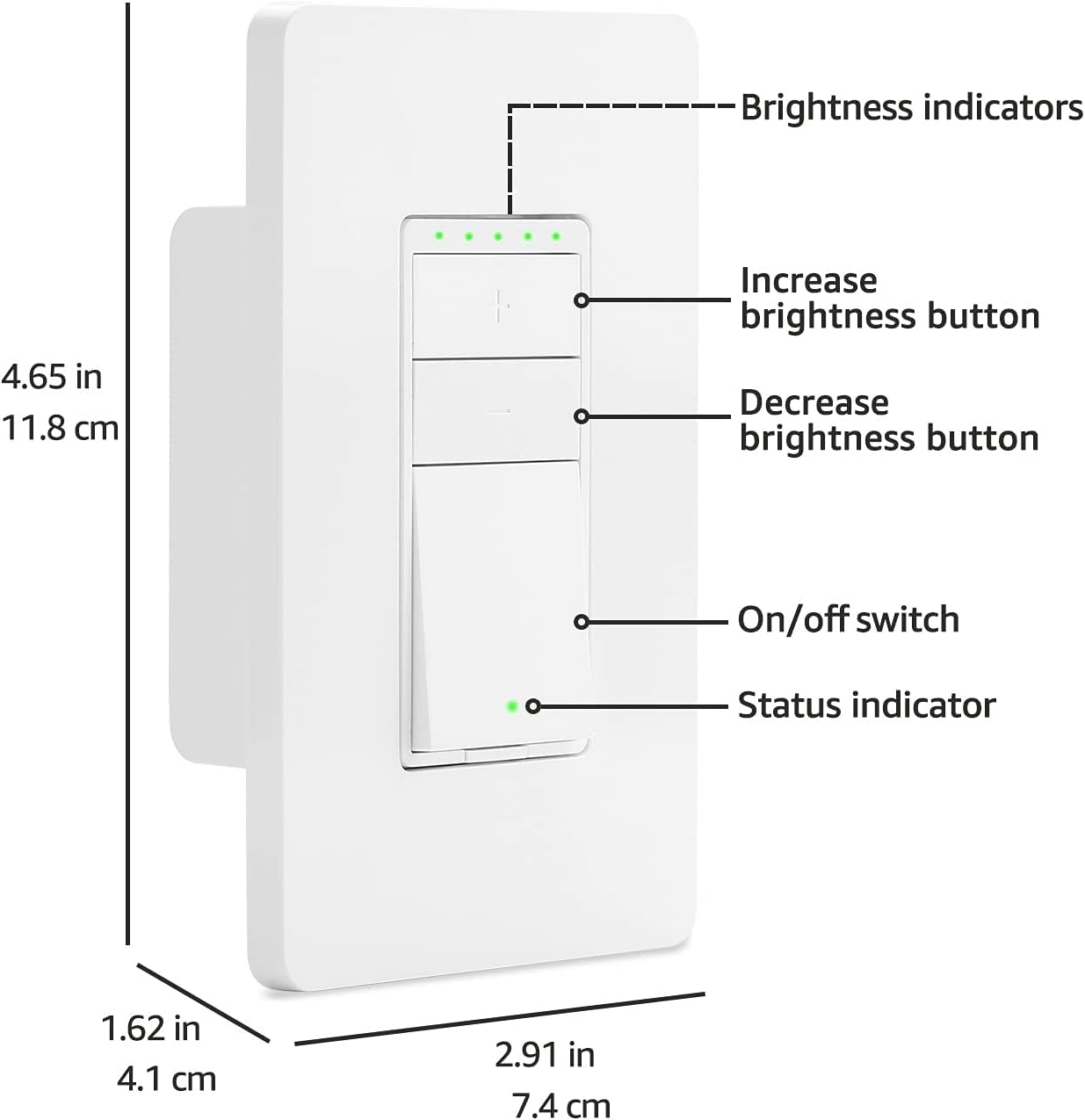 Smart Light Switch, Single Pole, Works with Alexa Only, Voice Control, Schedule, 2.4 GHz Wi-Fi, No Hub Required, Easy to Install, White