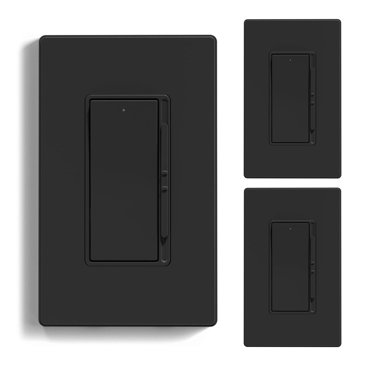 ELEGRP Digital Dimmer Light Switch for 300W Dimmable LED/CFL Lights and 600W Incandescent/Halogen, Single Pole/3-Way LED Slide Dimmer Light Switch, Wall Plate Included, UL Listed, 1 Pack, Matte Black