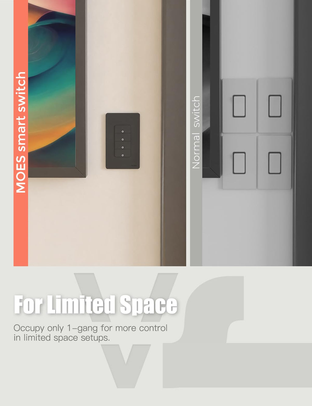 MOES 2.4GHz Wi-Fi Smart Light Switches, Neutral Wire Required, Inteligente Single Pole Switch, Compatible with Alexa Google Assistant, Remote Control, No Hub Required