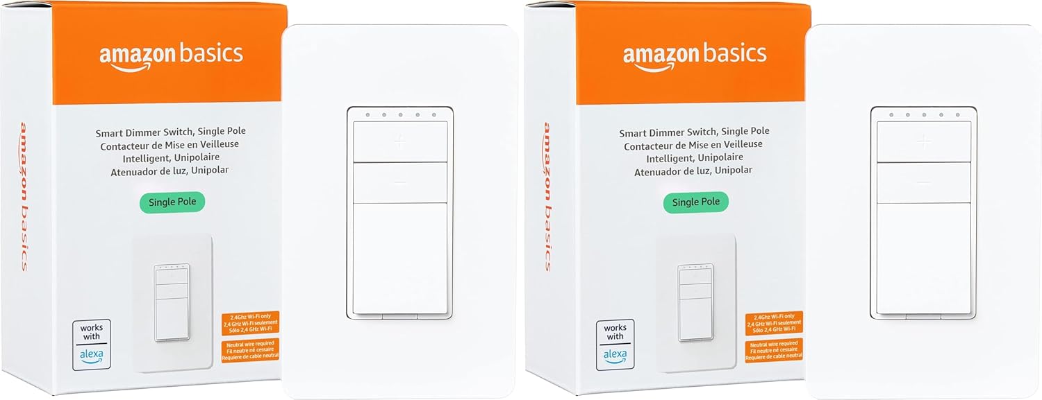 Smart Light Switch, Single Pole, Works with Alexa Only, Voice Control, Schedule, 2.4 GHz Wi-Fi, No Hub Required, Easy to Install, White