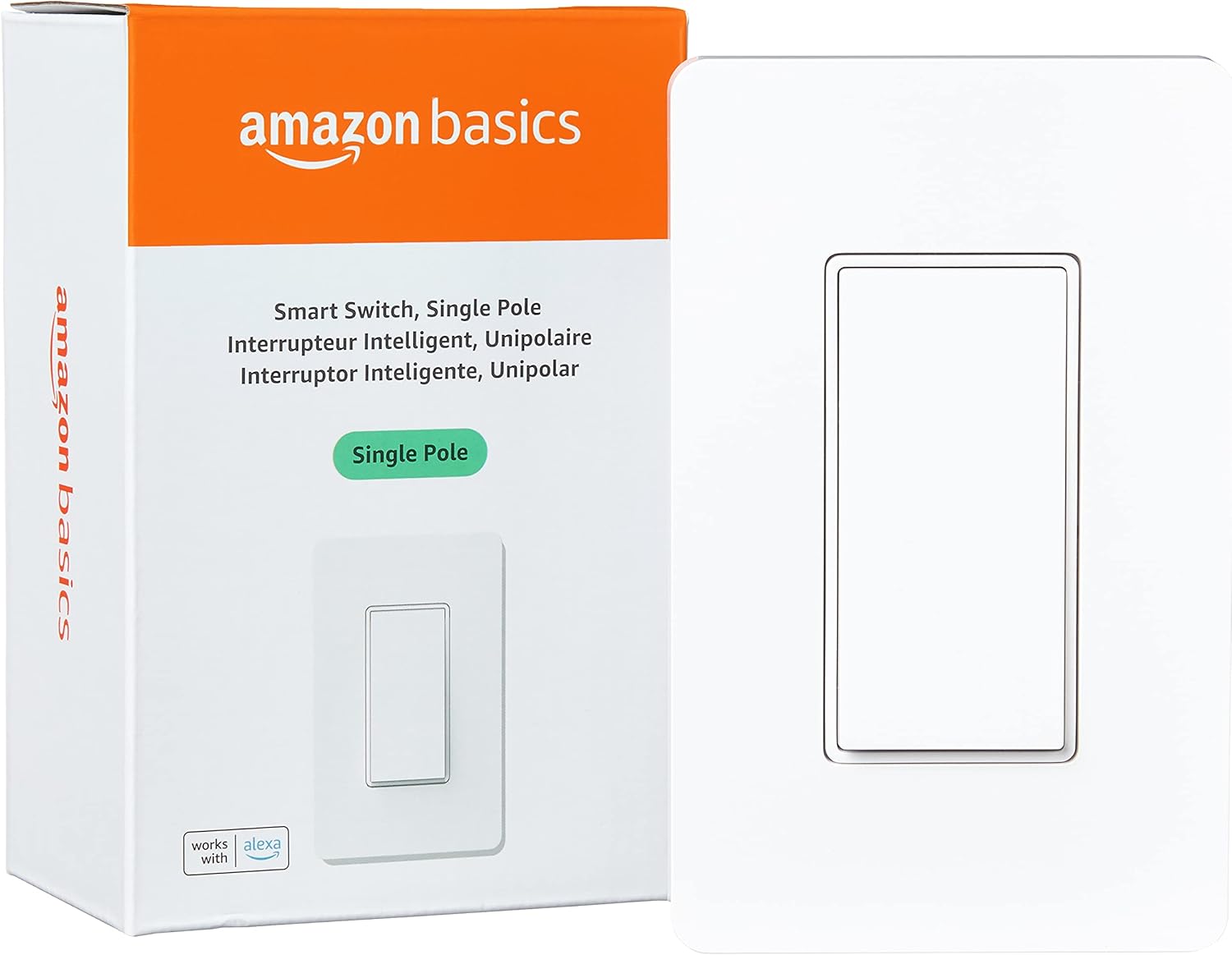 Smart Light Switch, Single Pole, Works with Alexa Only, Voice Control, Schedule, 2.4 GHz Wi-Fi, No Hub Required, Easy to Install, White