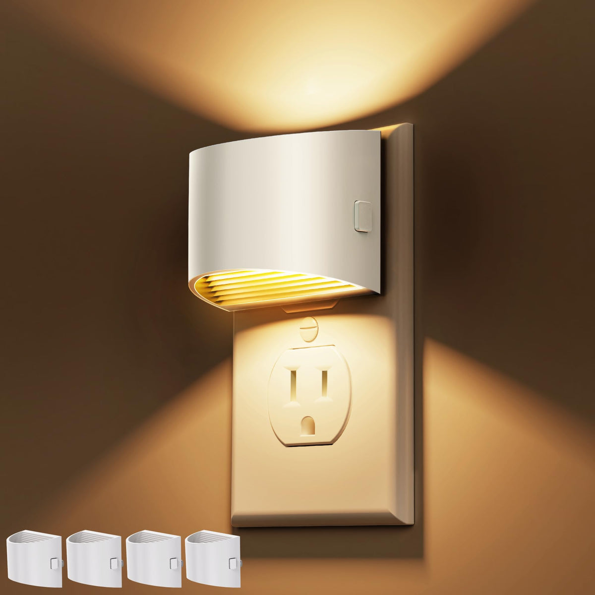 L LOHAS LED Night Lights Plug into Wall 2 Pack, Dusk to Dawn Nightlight | Plug in Night Light with Brightness Adjustable, 3000K Soft White