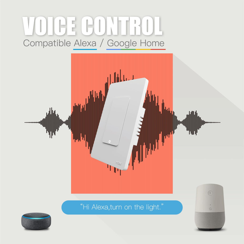 MOES 2.4GHz Wi-Fi Smart Light Switches, Neutral Wire Required, Inteligente Single Pole Switch, Compatible with Alexa Google Assistant, Remote Control, No Hub Required