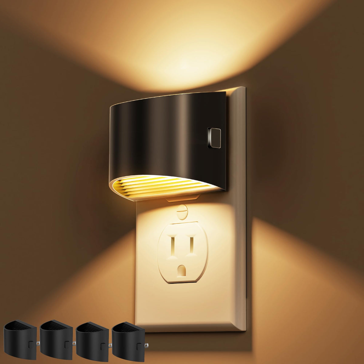 L LOHAS LED Night Lights Plug into Wall 2 Pack, Dusk to Dawn Nightlight | Plug in Night Light with Brightness Adjustable, 3000K Soft White