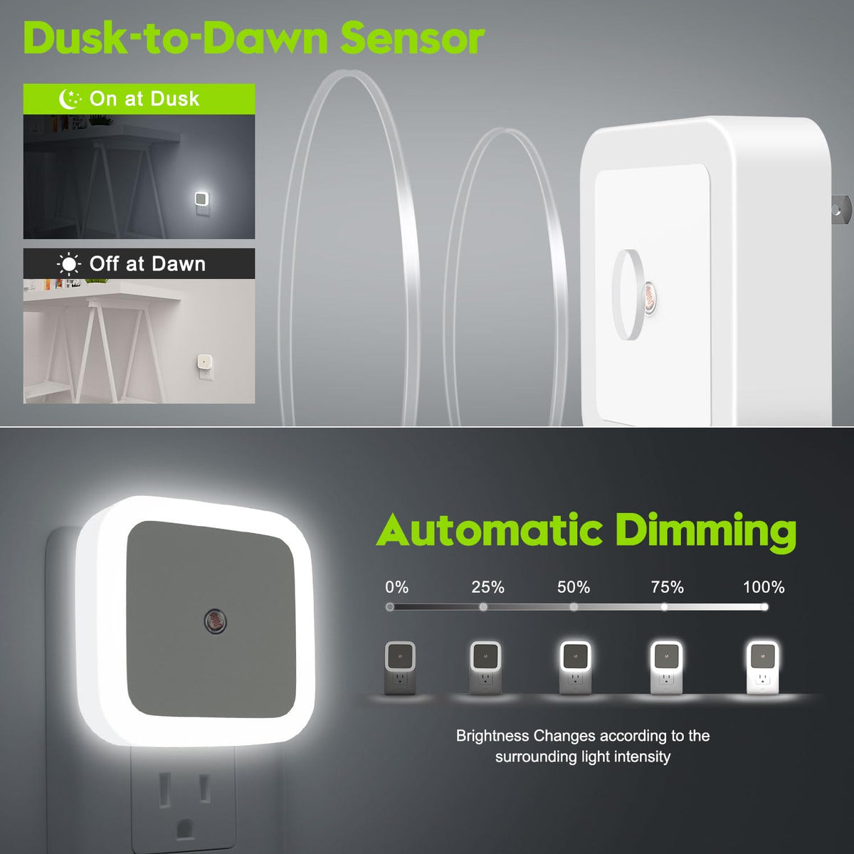 Sujeet Night Light, Night Lights Plug into Wall 4-Pack, Nightlight Plug in Night Lights, Dusk to Dawn Night Lamp Led Night Light for Bedroom, Bathroom, Hallway Warm White