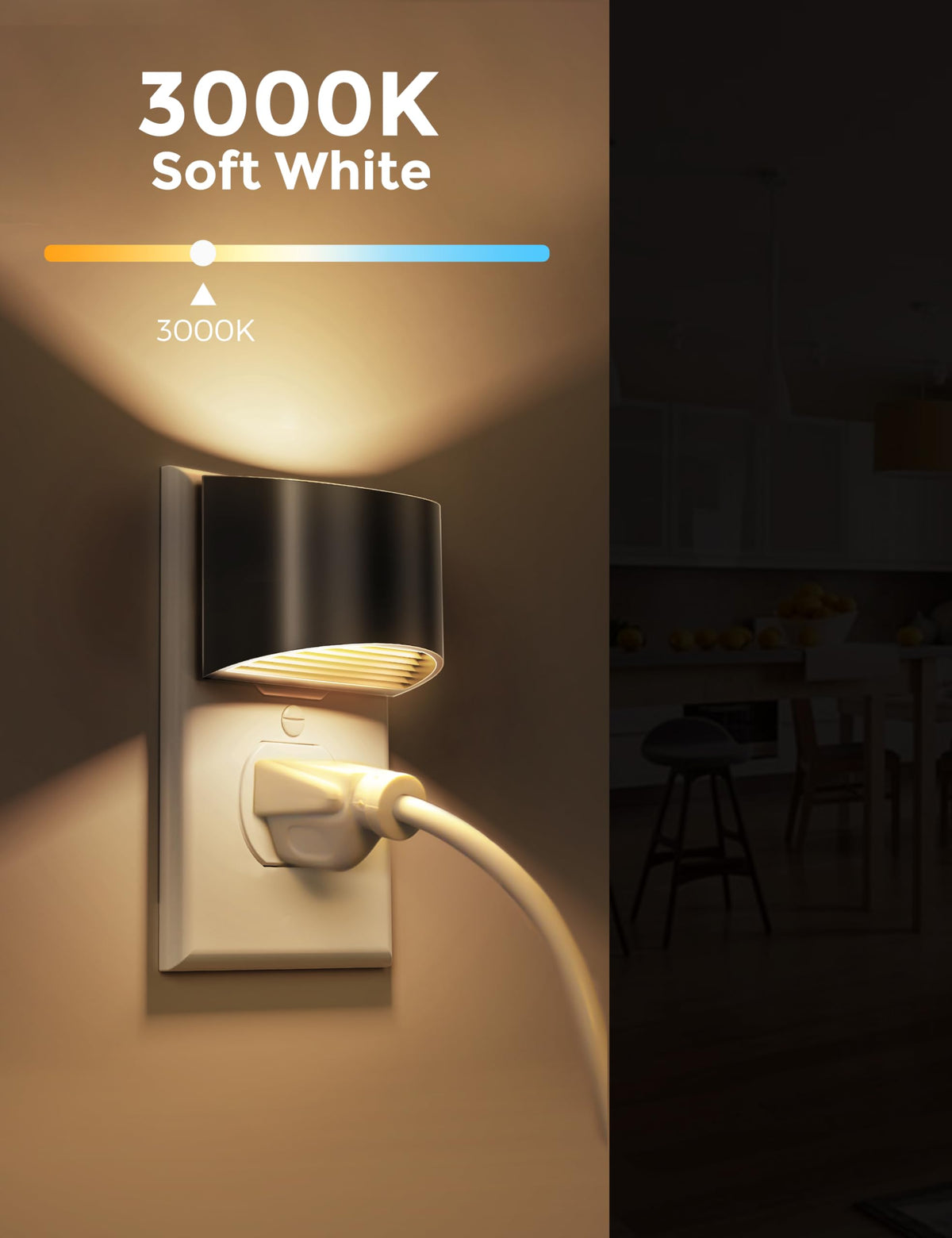 L LOHAS LED Night Lights Plug into Wall 2 Pack, Dusk to Dawn Nightlight | Plug in Night Light with Brightness Adjustable, 3000K Soft White