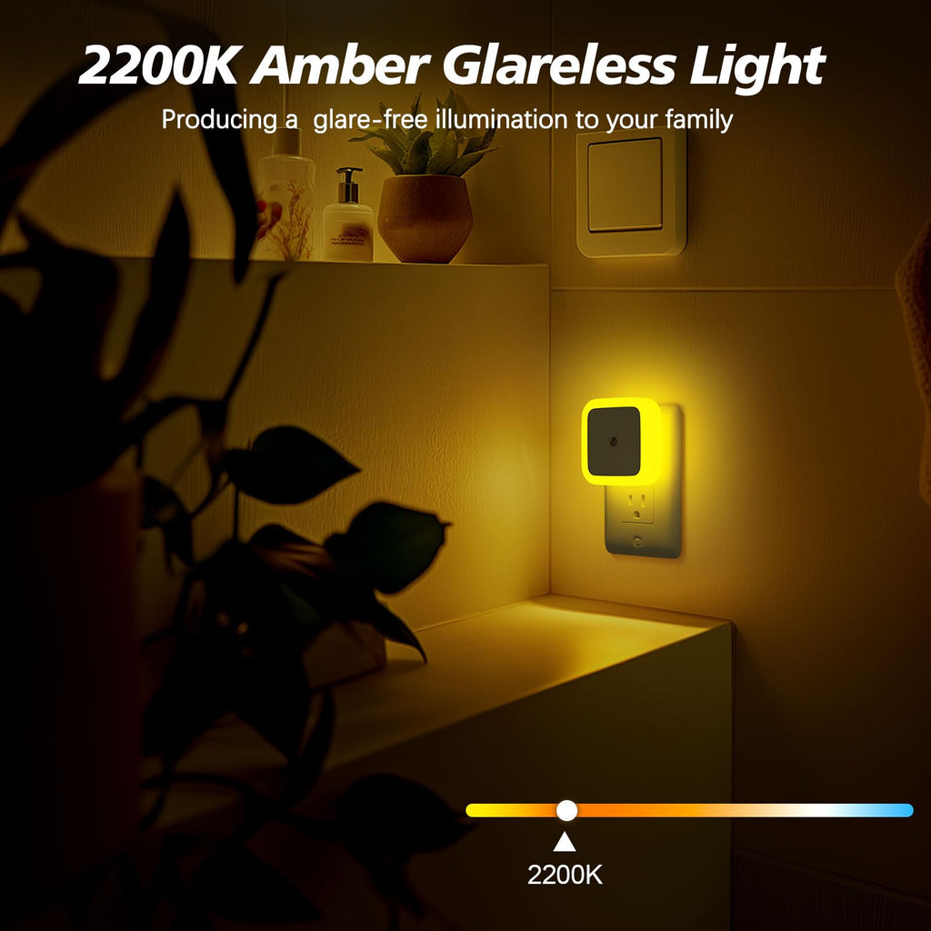Sujeet Night Light, Night Lights Plug into Wall 4-Pack, Nightlight Plug in Night Lights, Dusk to Dawn Night Lamp Led Night Light for Bedroom, Bathroom, Hallway Warm White