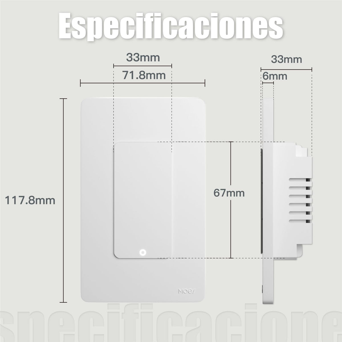 MOES 2.4GHz Wi-Fi Smart Light Switches, Neutral Wire Required, Inteligente Single Pole Switch, Compatible with Alexa Google Assistant, Remote Control, No Hub Required