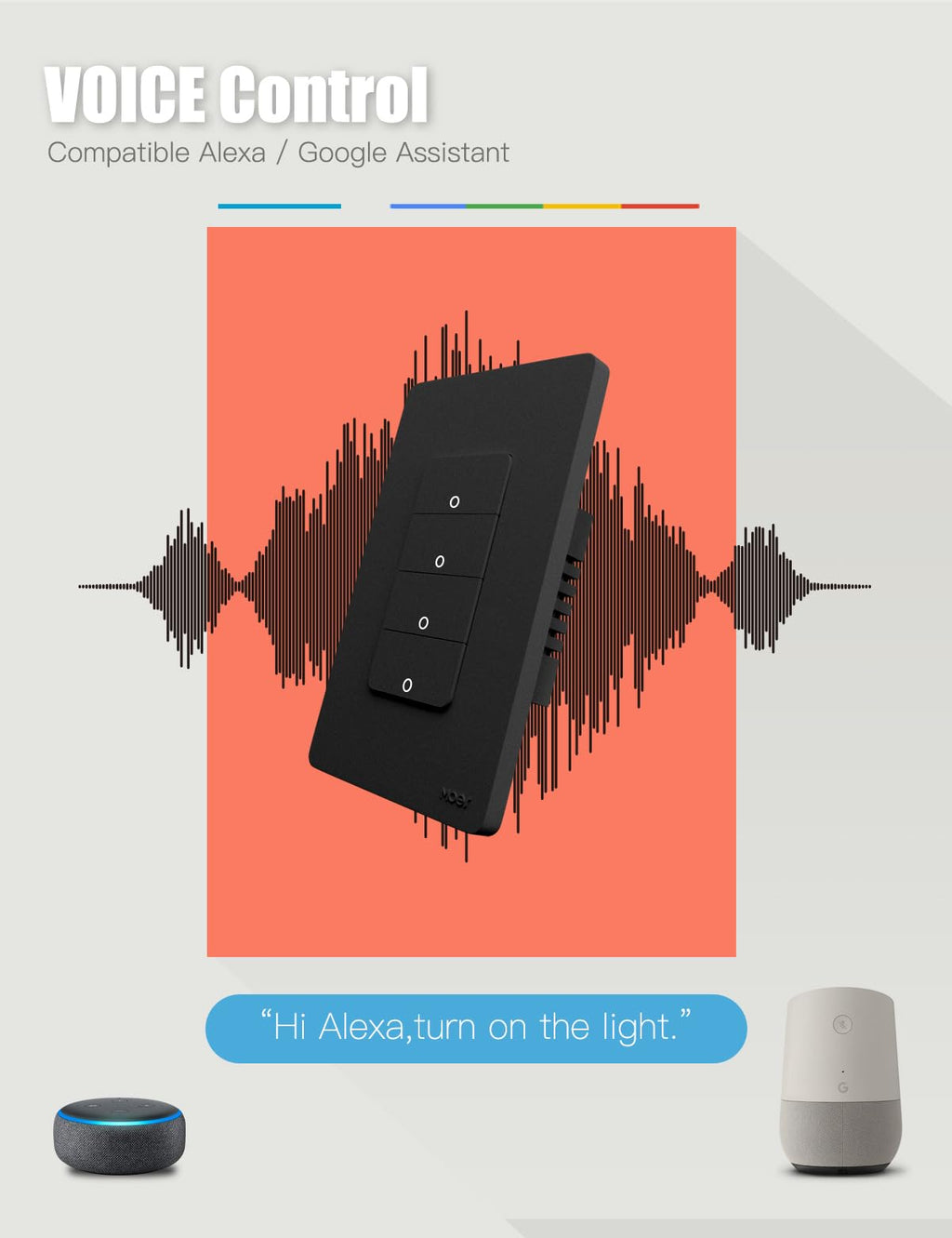 MOES 2.4GHz Wi-Fi Smart Light Switches, Neutral Wire Required, Inteligente Single Pole Switch, Compatible with Alexa Google Assistant, Remote Control, No Hub Required