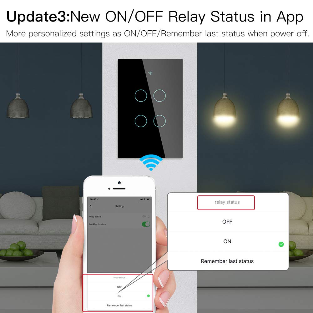 MOES WiFi Smart Touch Wall Light Switch, Neutral Wire Needed, Black 3 Gang | Glass Panel Switch, 3 Way Multi-Control; Works with Smart Life/Tuya App, RF433 Remote, Alexa and Google Home; 2.4GHz WiFi