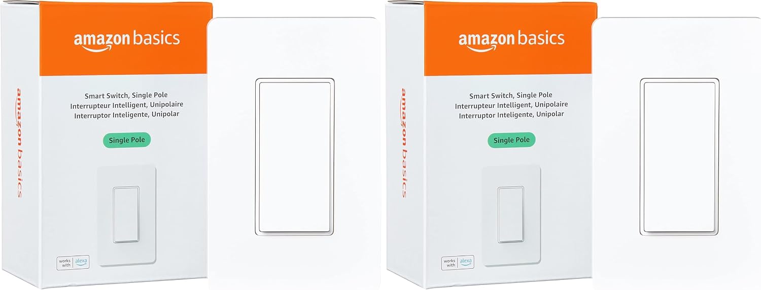 Smart Light Switch, Single Pole, Works with Alexa Only, Voice Control, Schedule, 2.4 GHz Wi-Fi, No Hub Required, Easy to Install, White