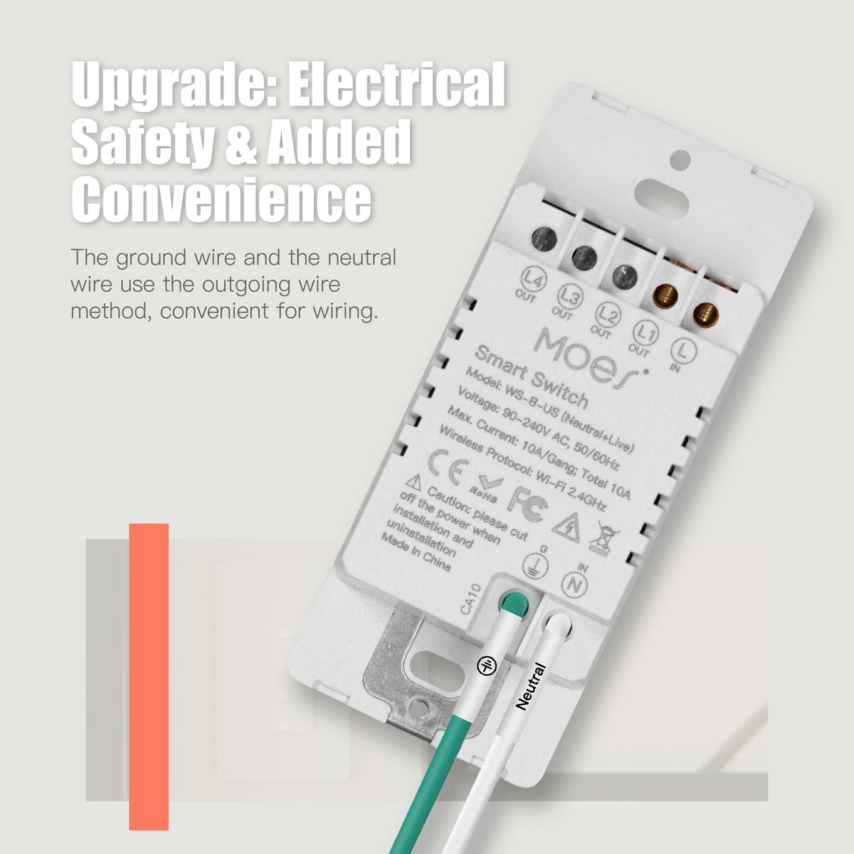 MOES 2.4GHz Wi-Fi Smart Light Switches, Neutral Wire Required, Inteligente Single Pole Switch, Compatible with Alexa Google Assistant, Remote Control, No Hub Required