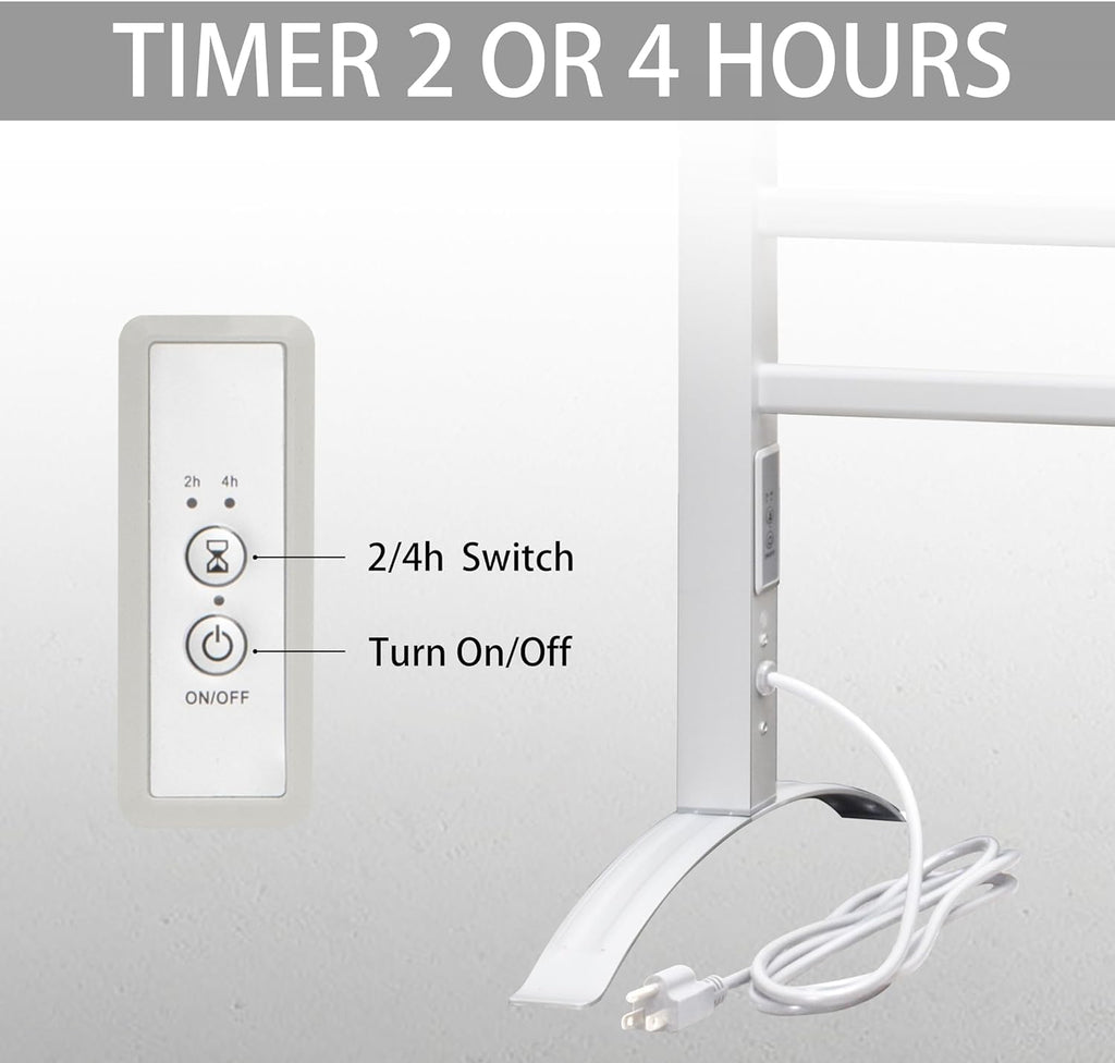 KEG Smart WiFi Towel Warmer Wall Mounted with Built-in Timer and Temperature Adjust Control, 4 Bars Electric Stainless Steel Heated Towel Racks for Bathroom Matte Black
