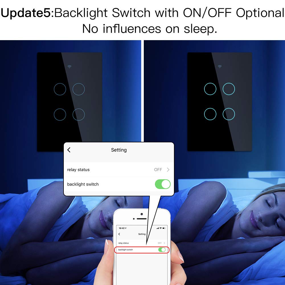 MOES WiFi Smart Touch Wall Light Switch, Neutral Wire Needed, Black 3 Gang | Glass Panel Switch, 3 Way Multi-Control; Works with Smart Life/Tuya App, RF433 Remote, Alexa and Google Home; 2.4GHz WiFi