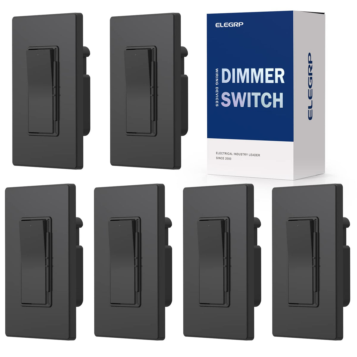 ELEGRP Digital Dimmer Light Switch for 300W Dimmable LED/CFL Lights and 600W Incandescent/Halogen, Single Pole/3-Way LED Slide Dimmer Light Switch, Wall Plate Included, UL Listed, 1 Pack, Matte Black