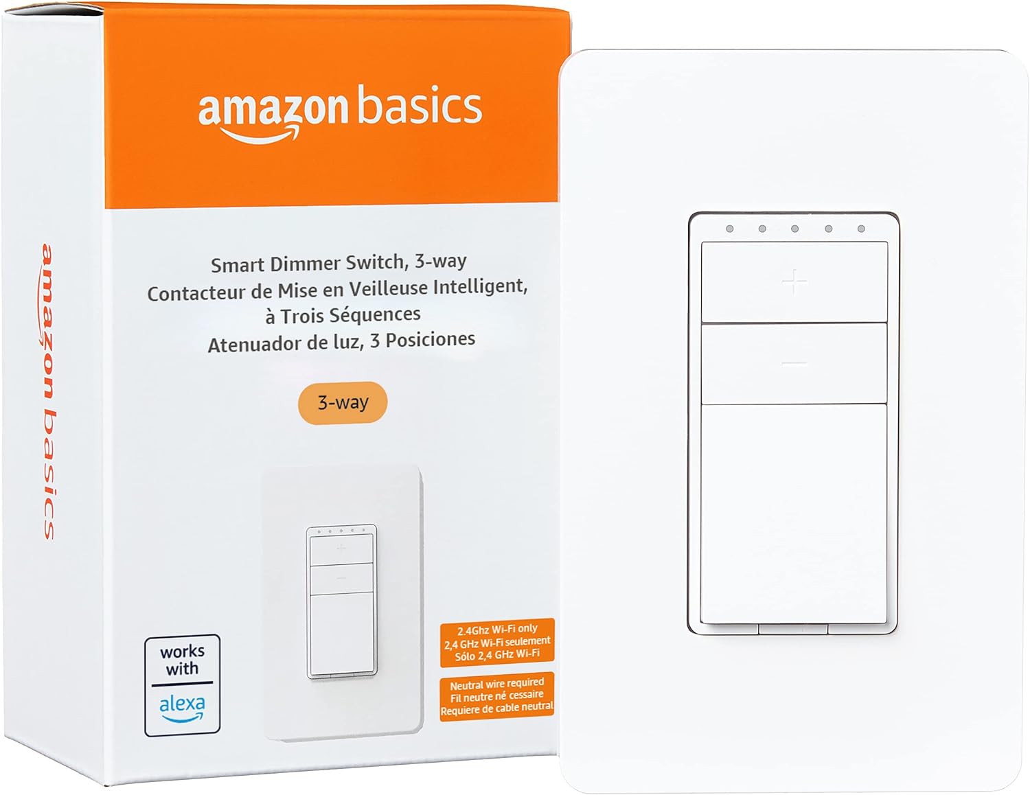Smart Light Switch, Single Pole, Works with Alexa Only, Voice Control, Schedule, 2.4 GHz Wi-Fi, No Hub Required, Easy to Install, White