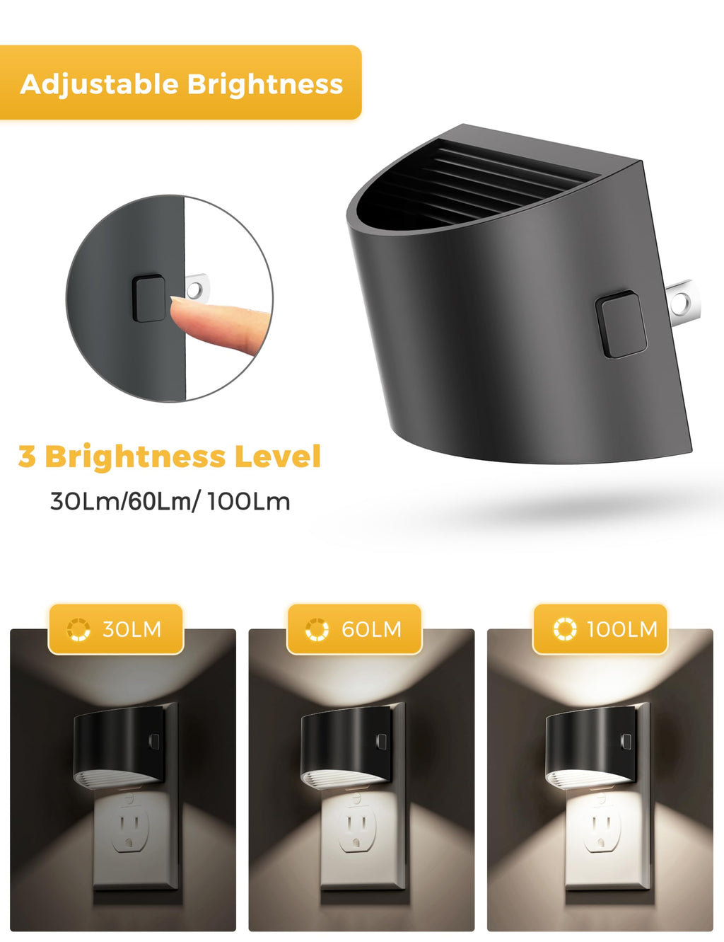 L LOHAS LED Night Lights Plug into Wall 2 Pack, Dusk to Dawn Nightlight | Plug in Night Light with Brightness Adjustable, 3000K Soft White