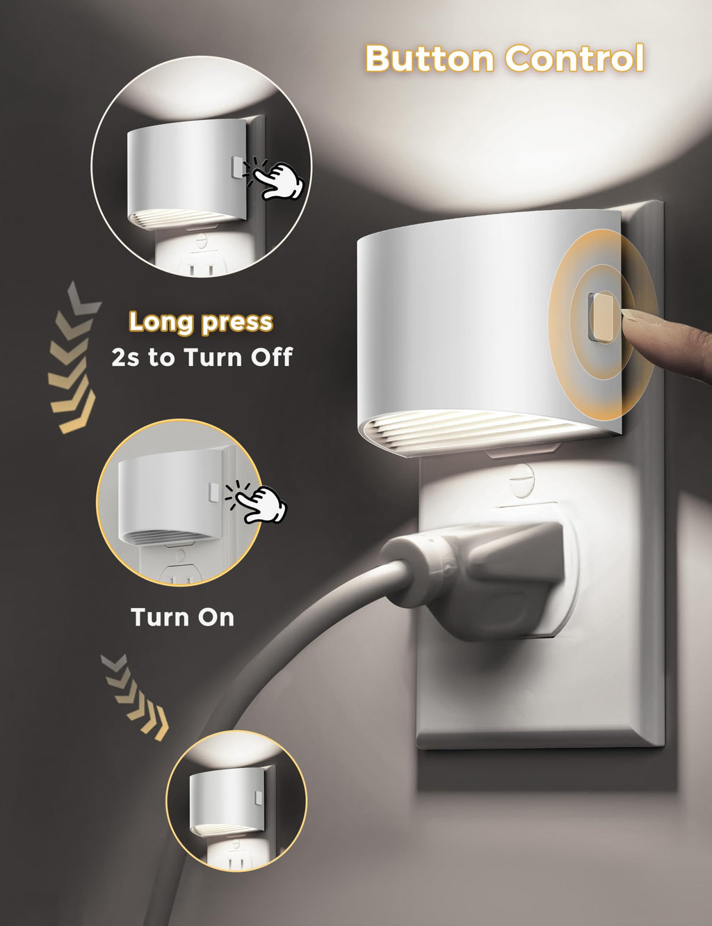 L LOHAS LED Night Lights Plug into Wall 2 Pack, Dusk to Dawn Nightlight | Plug in Night Light with Brightness Adjustable, 3000K Soft White
