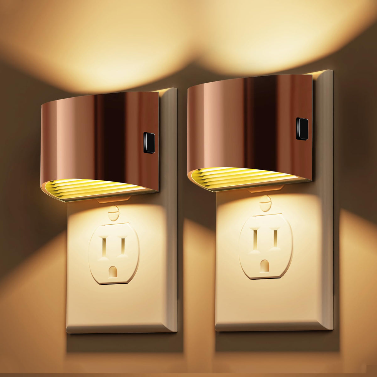 L LOHAS LED Night Lights Plug into Wall 2 Pack, Dusk to Dawn Nightlight | Plug in Night Light with Brightness Adjustable, 3000K Soft White