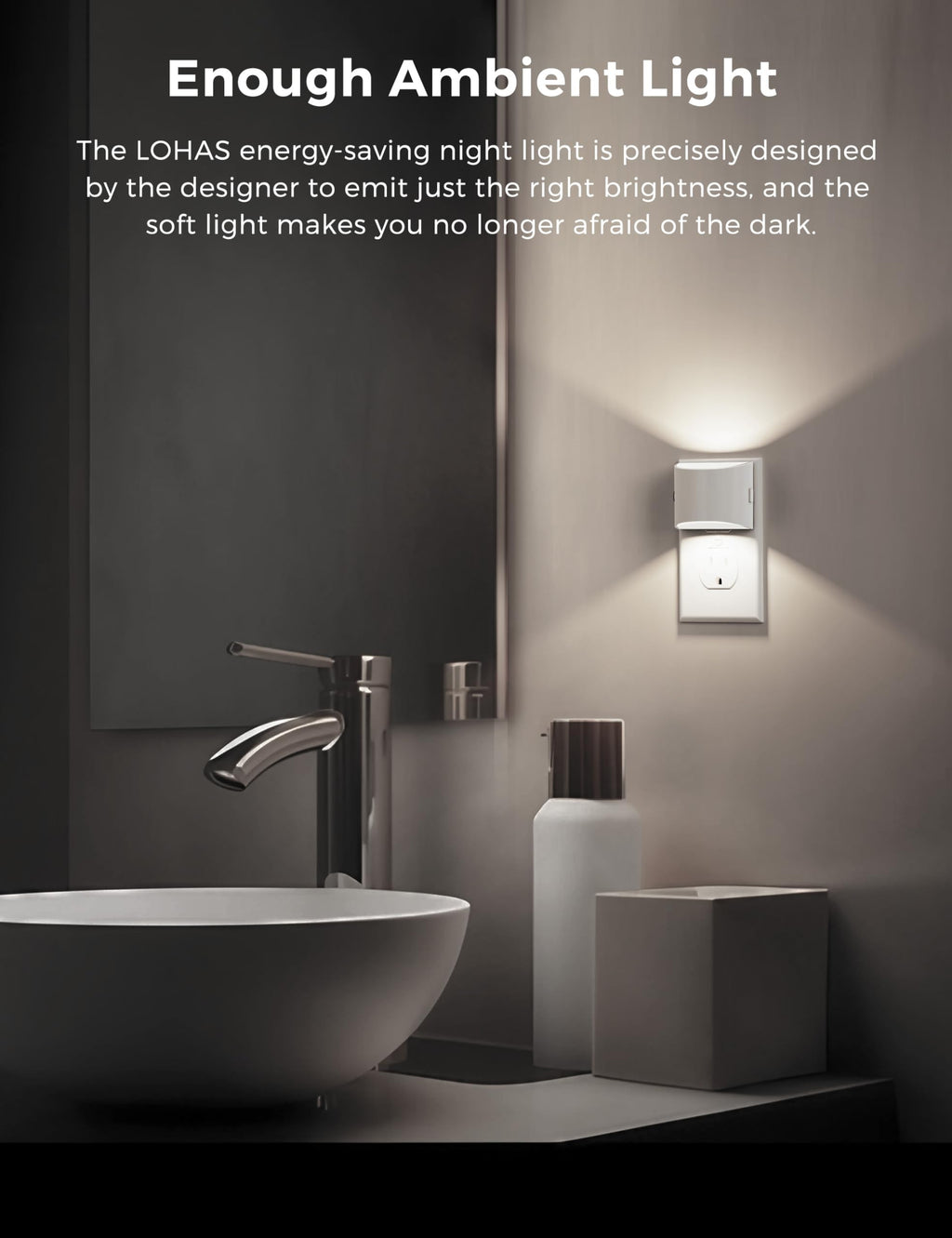 L LOHAS LED Night Lights Plug into Wall 2 Pack, Dusk to Dawn Nightlight | Plug in Night Light with Brightness Adjustable, 3000K Soft White
