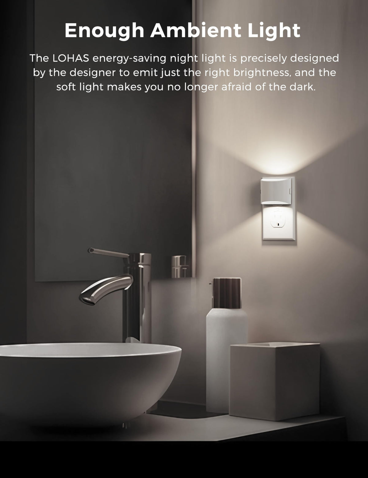 L LOHAS LED Night Lights Plug into Wall 2 Pack, Dusk to Dawn Nightlight | Plug in Night Light with Brightness Adjustable, 3000K Soft White