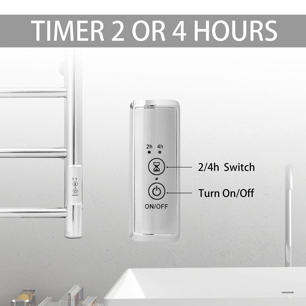 KEG Smart WiFi Towel Warmer Wall Mounted with Built-in Timer and Temperature Adjust Control, 4 Bars Electric Stainless Steel Heated Towel Racks for Bathroom Matte Black