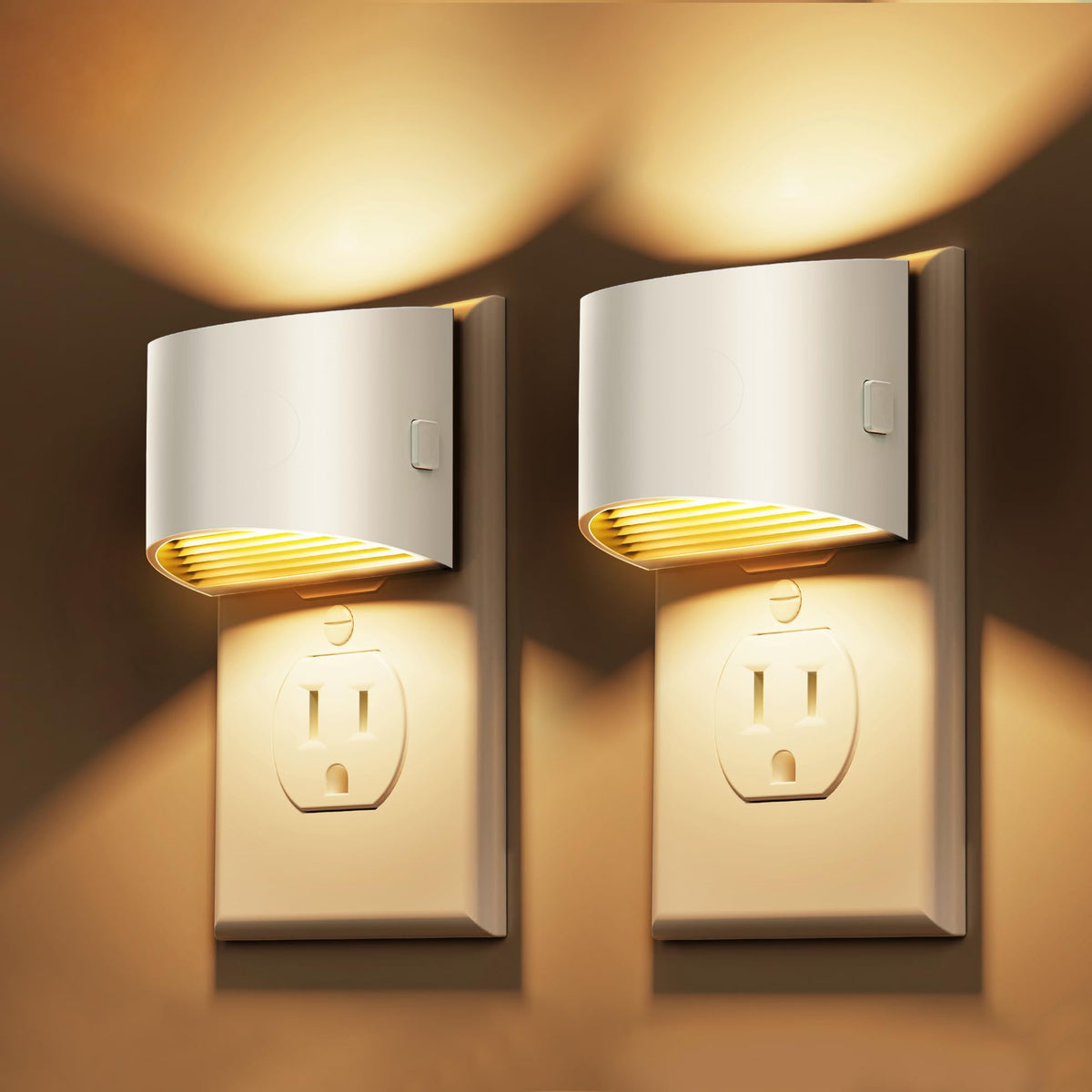 L LOHAS LED Night Lights Plug into Wall 2 Pack, Dusk to Dawn Nightlight | Plug in Night Light with Brightness Adjustable, 3000K Soft White