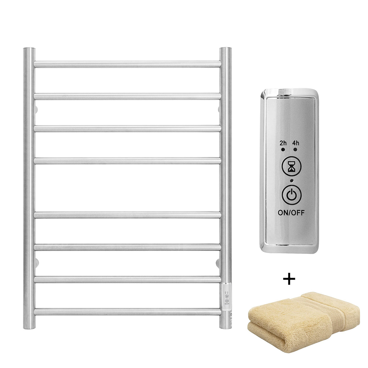 KEG Smart WiFi Towel Warmer Wall Mounted with Built-in Timer and Temperature Adjust Control, 4 Bars Electric Stainless Steel Heated Towel Racks for Bathroom Matte Black