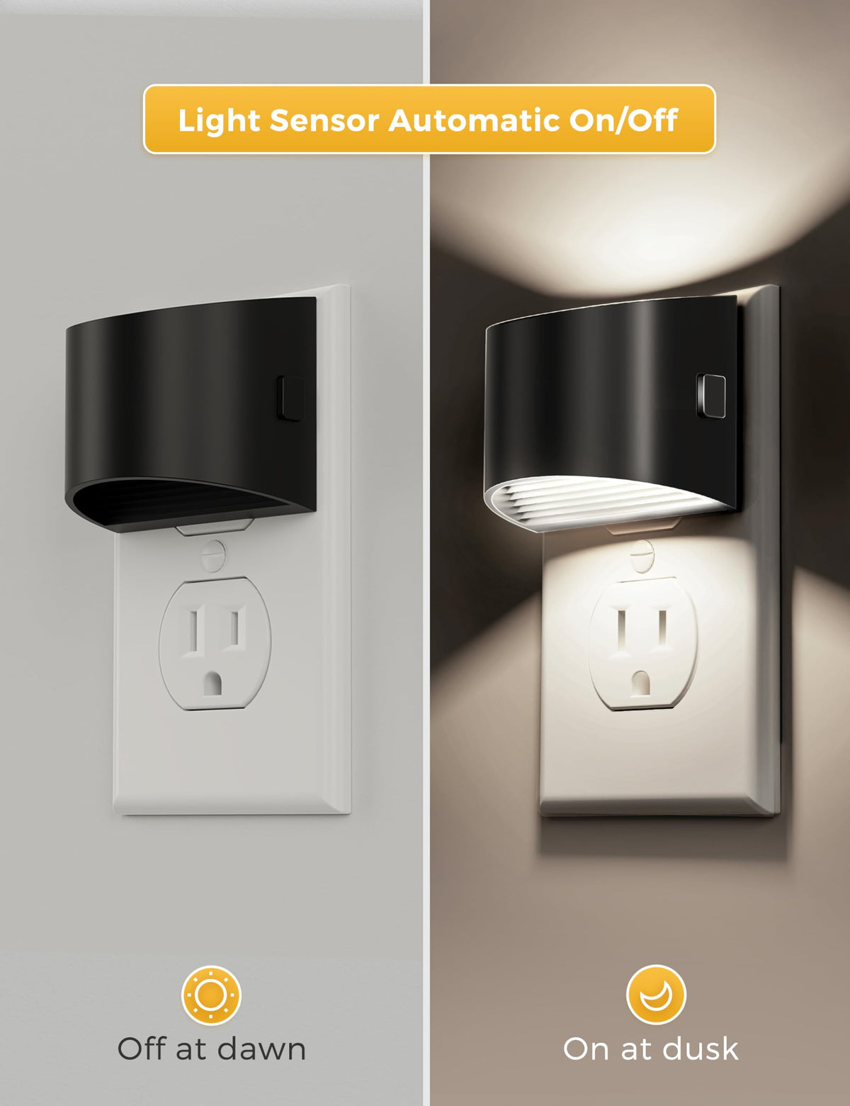 L LOHAS LED Night Lights Plug into Wall 2 Pack, Dusk to Dawn Nightlight | Plug in Night Light with Brightness Adjustable, 3000K Soft White