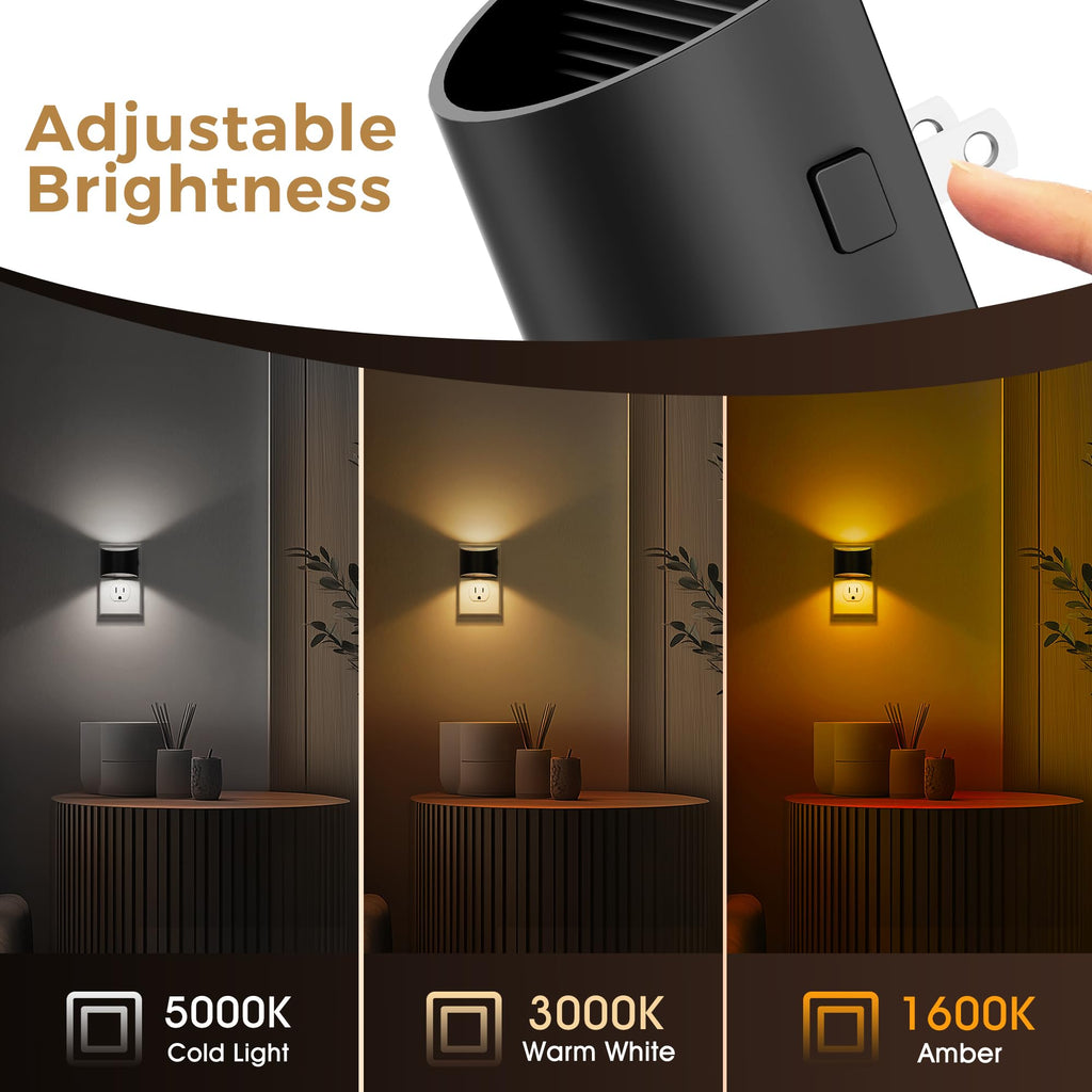 L LOHAS LED Night Lights Plug into Wall 2 Pack, Dusk to Dawn Nightlight | Plug in Night Light with Brightness Adjustable, 3000K Soft White
