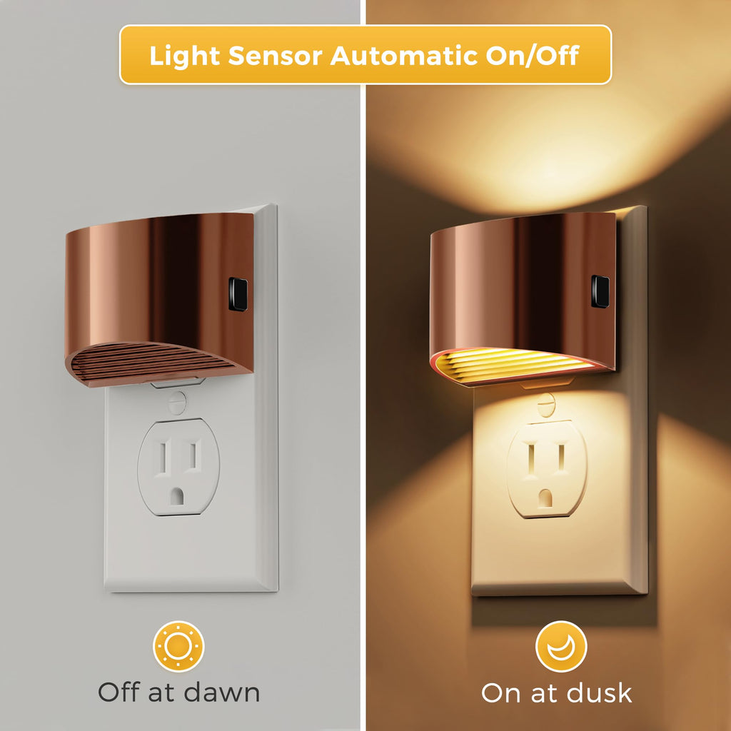 L LOHAS LED Night Lights Plug into Wall 2 Pack, Dusk to Dawn Nightlight | Plug in Night Light with Brightness Adjustable, 3000K Soft White