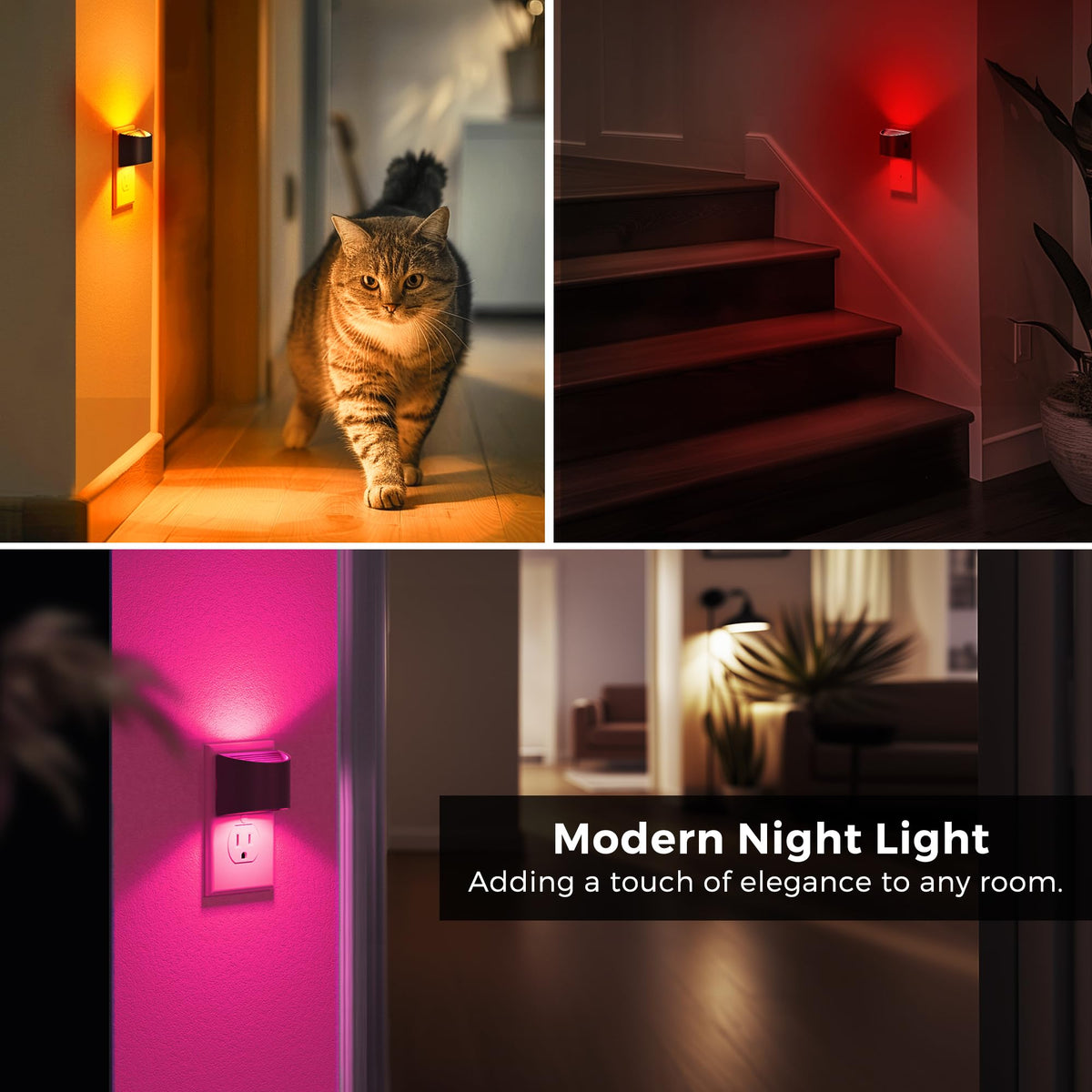 L LOHAS LED Night Lights Plug into Wall 2 Pack, Dusk to Dawn Nightlight | Plug in Night Light with Brightness Adjustable, 3000K Soft White