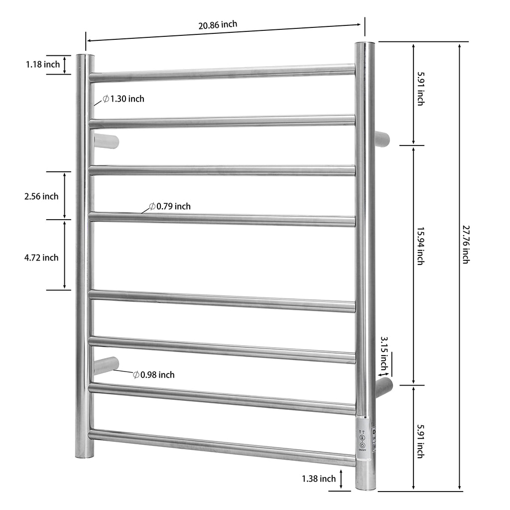 KEG Smart WiFi Towel Warmer Wall Mounted with Built-in Timer and Temperature Adjust Control, 4 Bars Electric Stainless Steel Heated Towel Racks for Bathroom Matte Black
