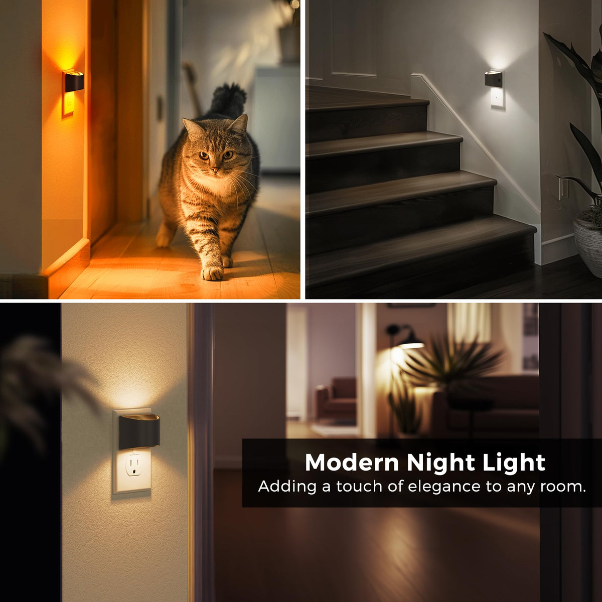 L LOHAS LED Night Lights Plug into Wall 2 Pack, Dusk to Dawn Nightlight | Plug in Night Light with Brightness Adjustable, 3000K Soft White
