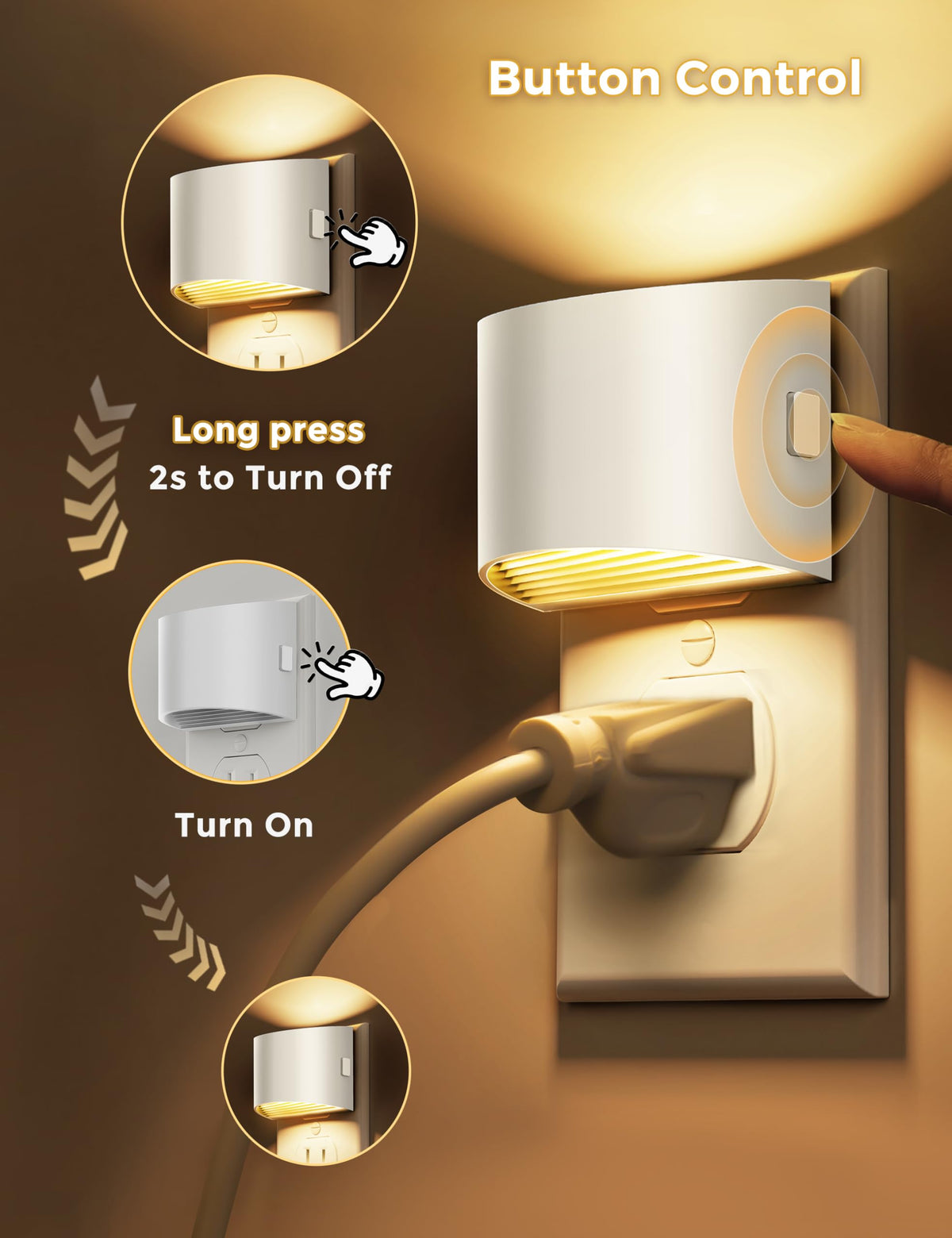 L LOHAS LED Night Lights Plug into Wall 2 Pack, Dusk to Dawn Nightlight | Plug in Night Light with Brightness Adjustable, 3000K Soft White