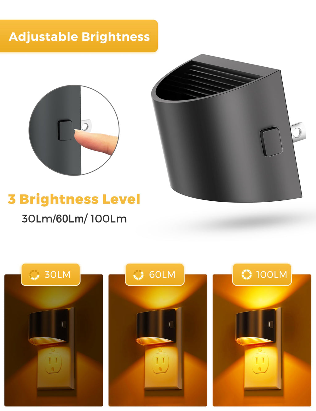 L LOHAS LED Night Lights Plug into Wall 2 Pack, Dusk to Dawn Nightlight | Plug in Night Light with Brightness Adjustable, 3000K Soft White