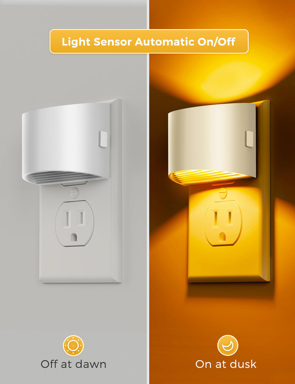 L LOHAS LED Night Lights Plug into Wall 2 Pack, Dusk to Dawn Nightlight | Plug in Night Light with Brightness Adjustable, 3000K Soft White
