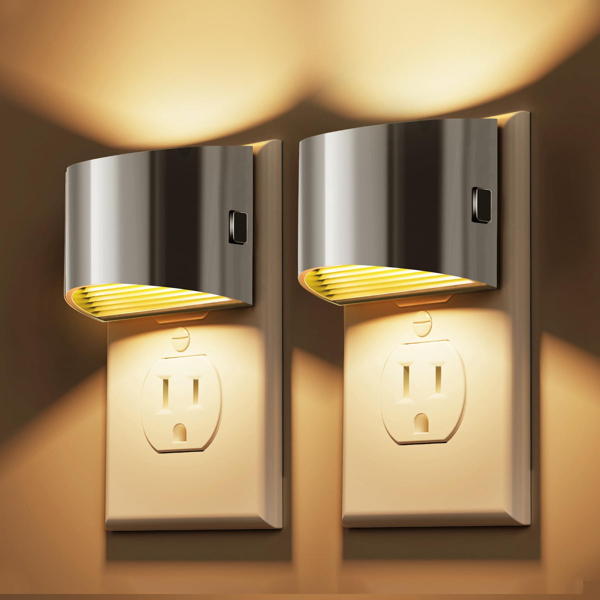 L LOHAS LED Night Lights Plug into Wall 2 Pack, Dusk to Dawn Nightlight | Plug in Night Light with Brightness Adjustable, 3000K Soft White