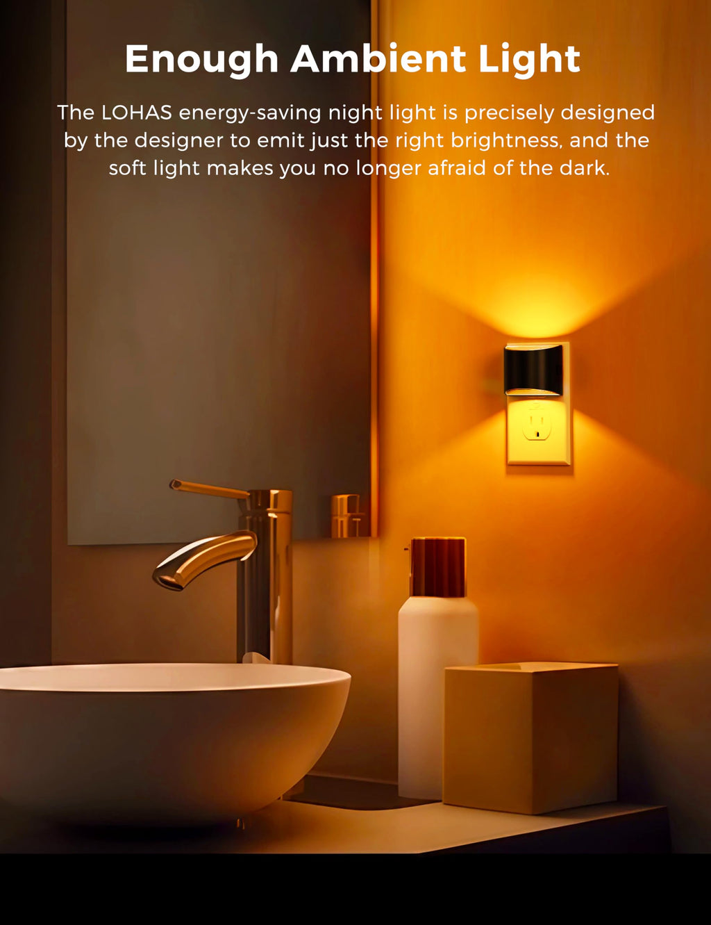 L LOHAS LED Night Lights Plug into Wall 2 Pack, Dusk to Dawn Nightlight | Plug in Night Light with Brightness Adjustable, 3000K Soft White