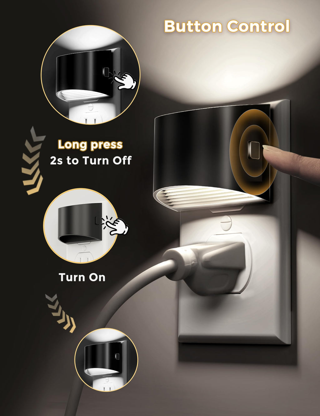 L LOHAS LED Night Lights Plug into Wall 2 Pack, Dusk to Dawn Nightlight | Plug in Night Light with Brightness Adjustable, 3000K Soft White