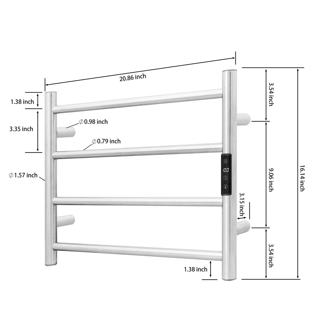 KEG Smart WiFi Towel Warmer Wall Mounted with Built-in Timer and Temperature Adjust Control, 4 Bars Electric Stainless Steel Heated Towel Racks for Bathroom Matte Black