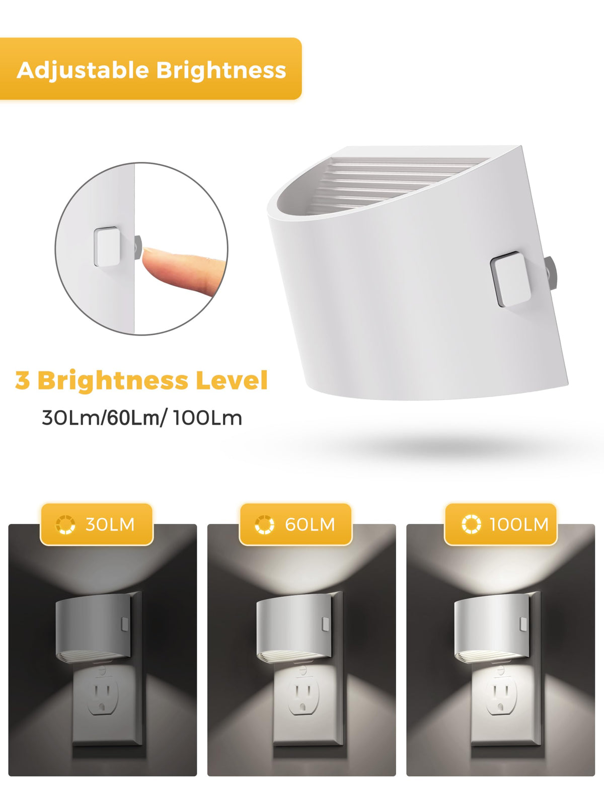 L LOHAS LED Night Lights Plug into Wall 2 Pack, Dusk to Dawn Nightlight | Plug in Night Light with Brightness Adjustable, 3000K Soft White
