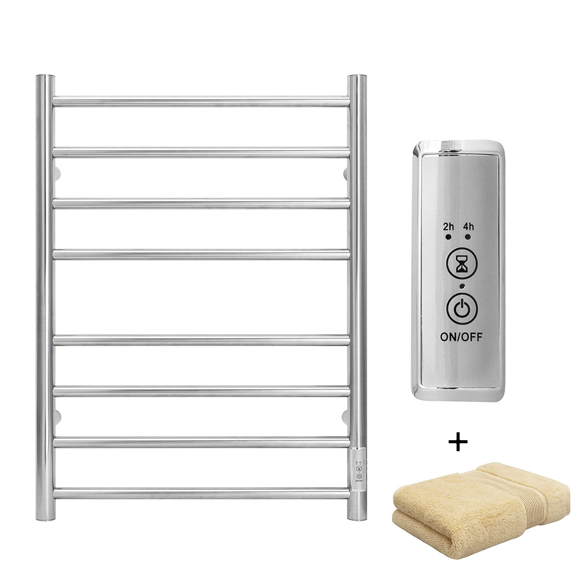 KEG Smart WiFi Towel Warmer Wall Mounted with Built-in Timer and Temperature Adjust Control, 4 Bars Electric Stainless Steel Heated Towel Racks for Bathroom Matte Black