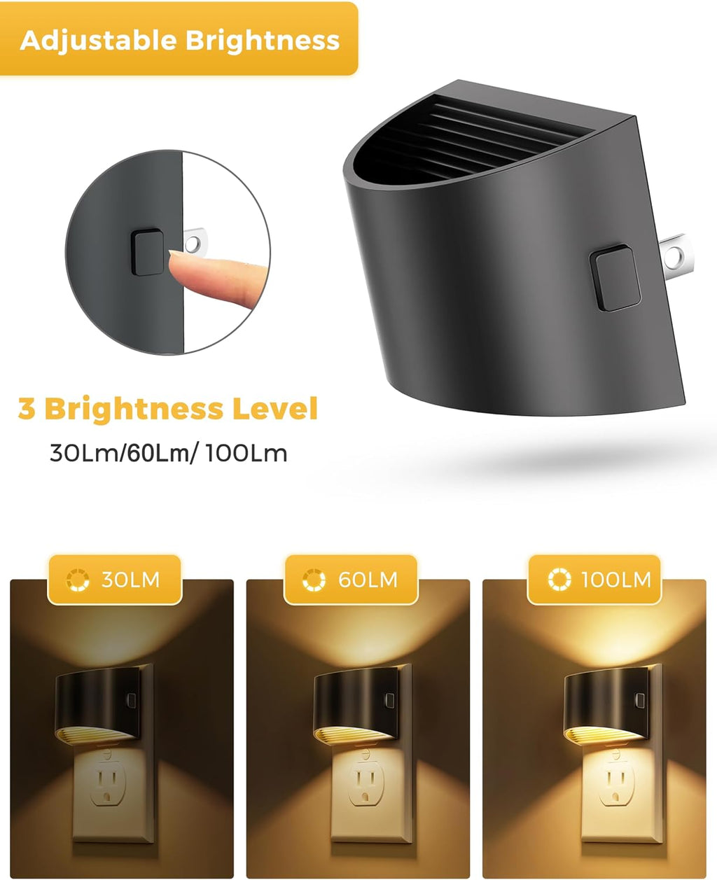 L LOHAS LED Night Lights Plug into Wall 2 Pack, Dusk to Dawn Nightlight | Plug in Night Light with Brightness Adjustable, 3000K Soft White