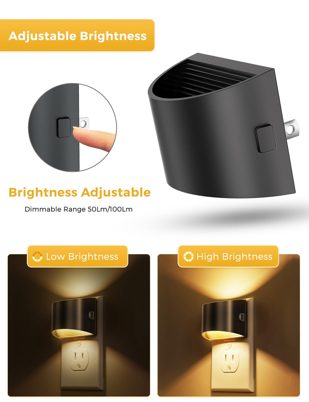L LOHAS LED Night Lights Plug into Wall 2 Pack, Dusk to Dawn Nightlight | Plug in Night Light with Brightness Adjustable, 3000K Soft White