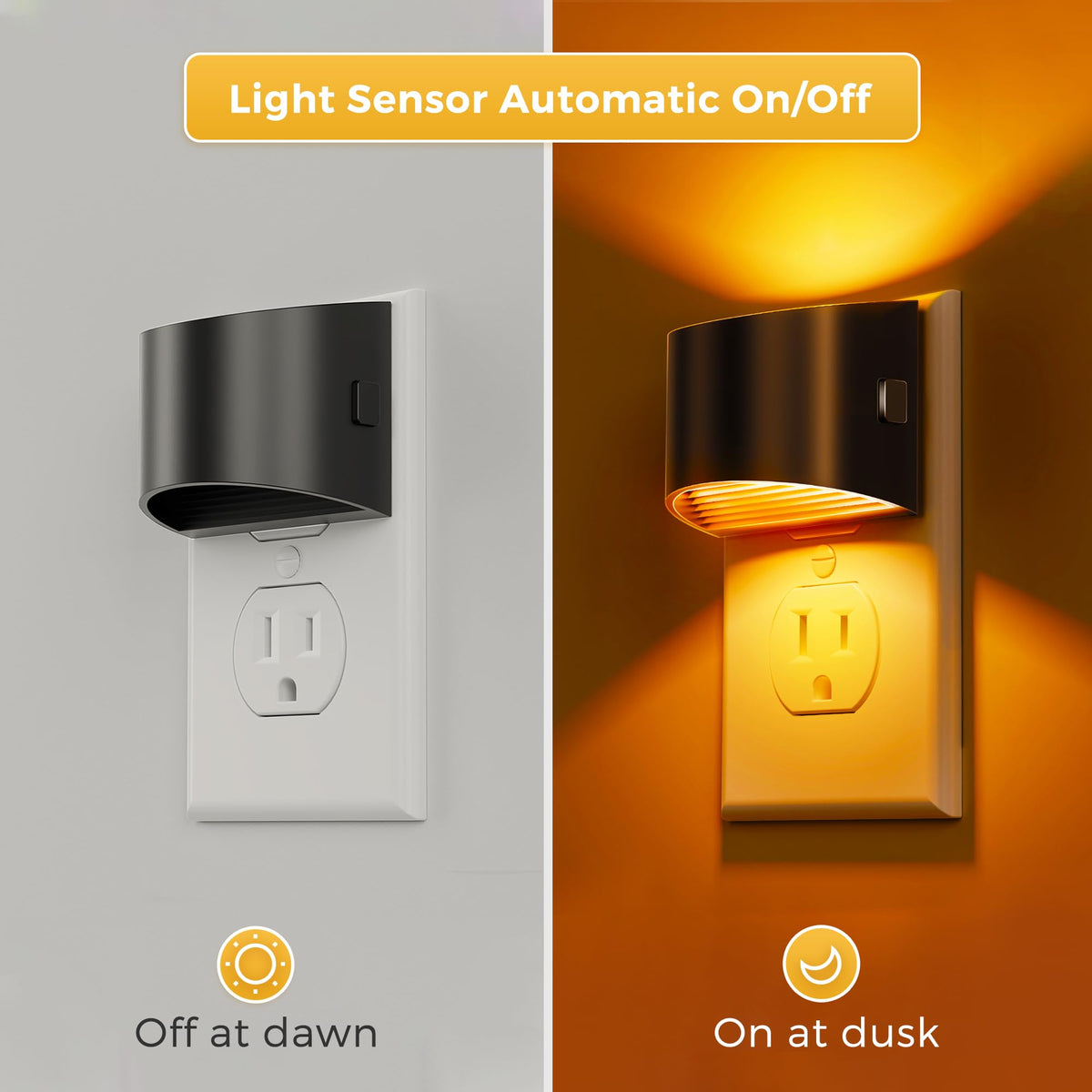 L LOHAS LED Night Lights Plug into Wall 2 Pack, Dusk to Dawn Nightlight | Plug in Night Light with Brightness Adjustable, 3000K Soft White