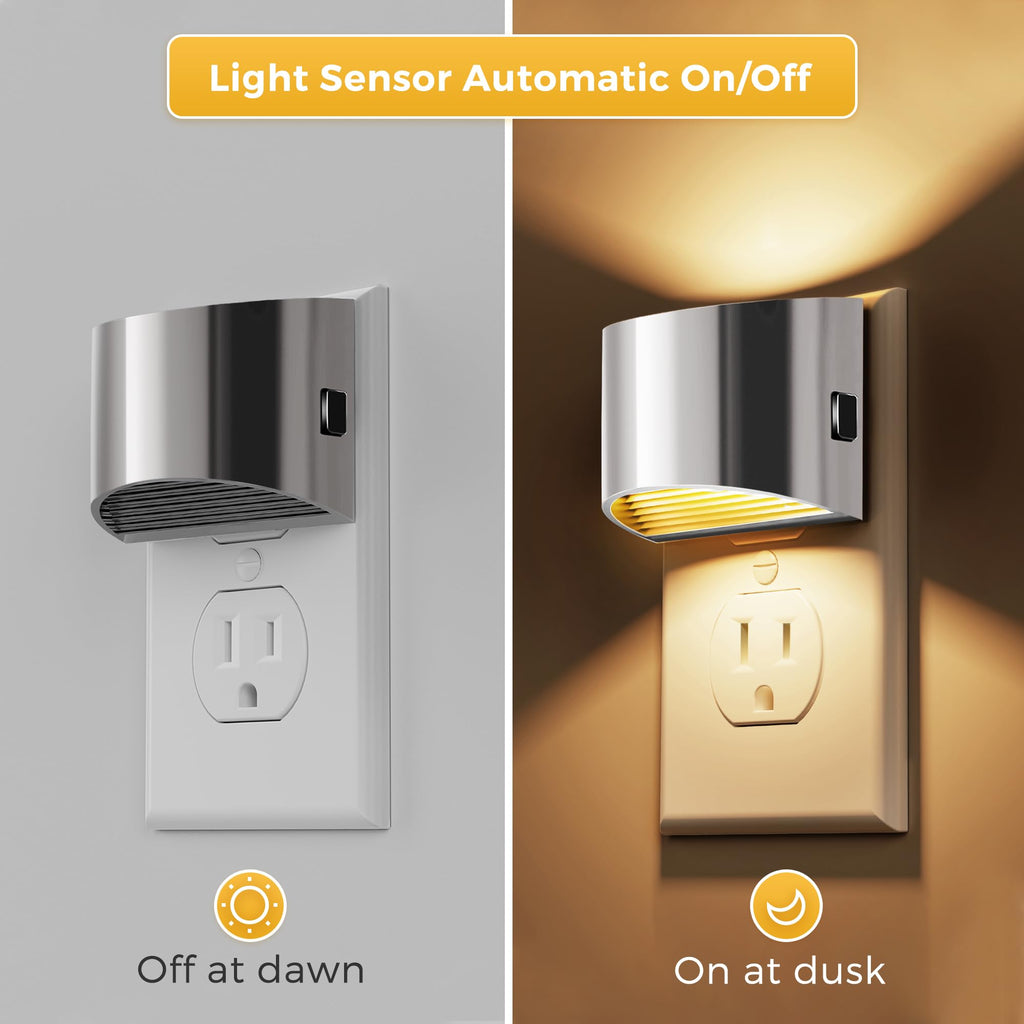 L LOHAS LED Night Lights Plug into Wall 2 Pack, Dusk to Dawn Nightlight | Plug in Night Light with Brightness Adjustable, 3000K Soft White
