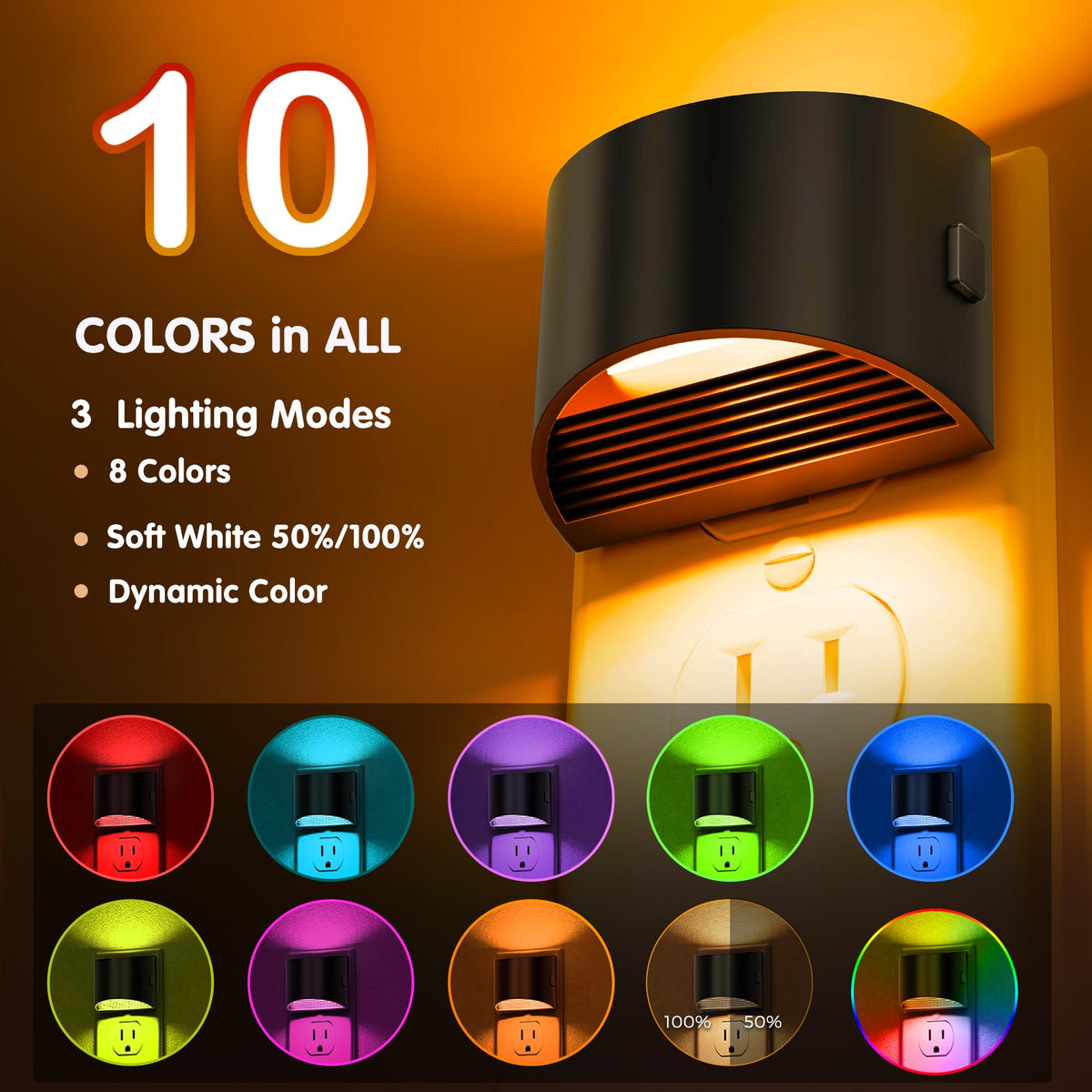 L LOHAS LED Night Lights Plug into Wall 2 Pack, Dusk to Dawn Nightlight | Plug in Night Light with Brightness Adjustable, 3000K Soft White