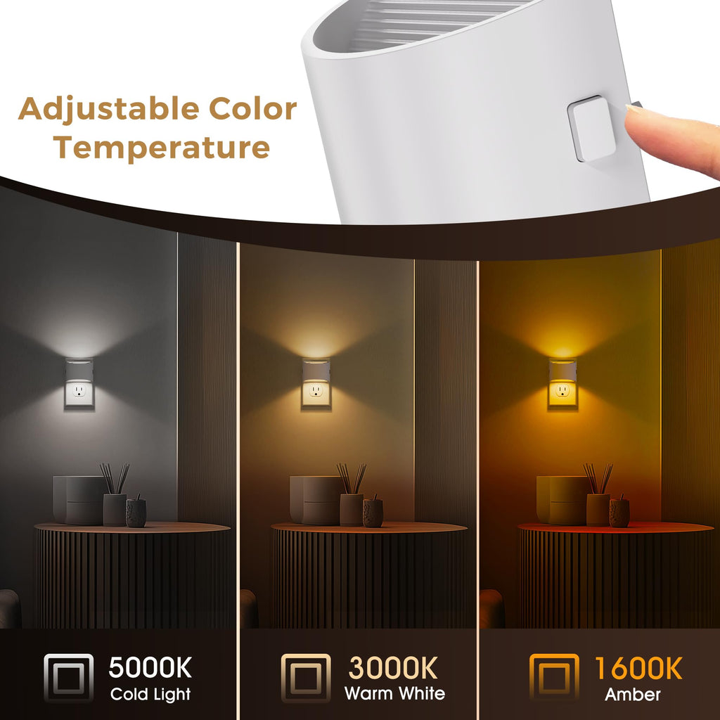 L LOHAS LED Night Lights Plug into Wall 2 Pack, Dusk to Dawn Nightlight | Plug in Night Light with Brightness Adjustable, 3000K Soft White