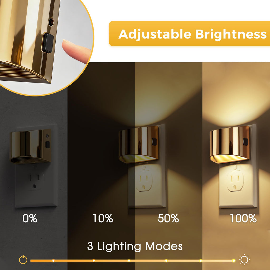 L LOHAS LED Night Lights Plug into Wall 2 Pack, Dusk to Dawn Nightlight | Plug in Night Light with Brightness Adjustable, 3000K Soft White